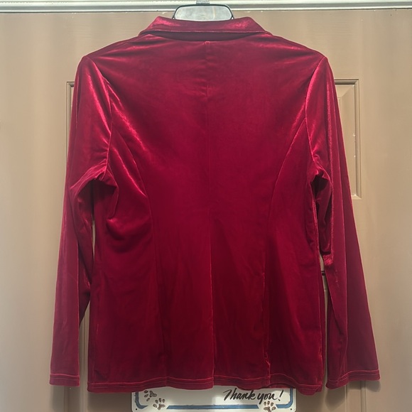 NWT Burgundy Velvet Blazer Jacket Size Large - Picture 3 of 3